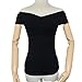 Maggie Tang Off Shoulder Trendy Fitted Cross Modal Blouse Top T-Shirt Black Size M