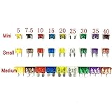 KANGQP 270 PCS Car Fuse, Mini Small Medium Size Blade Fuse Assortment Auto Car Truck Motorcycle SUV Replacement Fuses - 5A 7.5A 10A 15A 20A 25A 30A 35A 40A, Each of 10 PCS