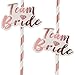 48 Pieces Rose Gold Hen Party Paper Straws with Team Bride Flags Team Bride Straws Hen Party Straws Rose Gold Straw Bridal Shower Paper Straws Bachelorette Accessories Bridal Party Tableware
