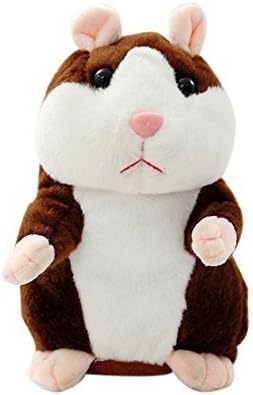 YOOMUN Talking Hamster Repeats What You Say Electronic Pet Talking Plush Buddy Mouse for Kids-Electronic Pet Talking Record Plush Toys Educational Toy for Children Gift (dark brown)