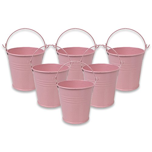 Just Artifacts Mini 3"H Metal Crayon/Pencil Holder Favor Bucket Pail (6pcs, Light Pink) - Metal Favor Buckets and Craft Supply Holders for School, Birthday Parties and Events! - Thumbnail 3