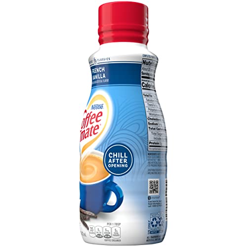 NESTLE COFFEE MATE FRENCH VANILLA COFFEE CREAMER LIQUID FOR WARM RICH FLAVORED COFFEE LACTOSE FREE GLUTEN FREE NON DAIRY CREAMER FOR UP TO 32 CUPS (16 OZ)