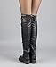 Breckelle's Alabama-13 Studded Leatherette Elastic Over the Knee Lace Up Round Toe Riding Boots BLACK (8)