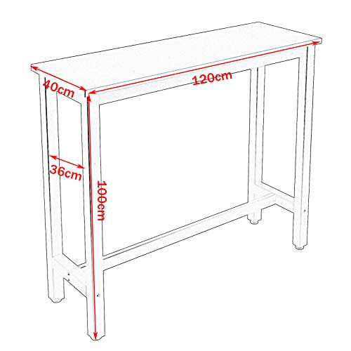 WOLTU BT17hei 1x Bartisch Bistrotisch Stehtisch Esstisch, Metallgestell, Tischplatte aus MDF, Helle Eiche, 120x40x100cm… – Bild 4
