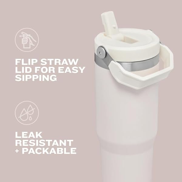 STANLEY ICEFLOW 2.0 FLIP STRAW TUMBLER WITH HANDLE 20 OZ | TWIST ON LID AND FLIP UP STRAW | LEAK RESISTANT WATER BOTTLE | INSULATED STAINLESS STEEL | BPA-FREE | ROSE QUARTZ