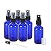 Fiery Youth Cobalt Blue Glass Spray Bottles, 6 Bottle Set, 2 oz (50ml), for Various Dilutions of Liquid, with Plastic Black Fine Mist Sprayers, Dust Caps and Glass Dropper