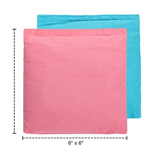 OOFIT Cornhole Bean Bags Set of 8 Weather Resistant for Tossing Corn Hole Game with Carrying Box (Pink, Blue)