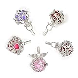 ZX Jewelry 5 Style Rhodium Plated Diffuser Locket Pendant Essential Oil Hollow Pendant Cage Locket