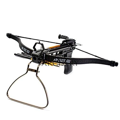 KingsArchery Crossbow Pistol with Bolt Rack Self-Cocking 80 LBS with Adjustable Sights and Spare Crossbow String and Caps - Thumbnail 5