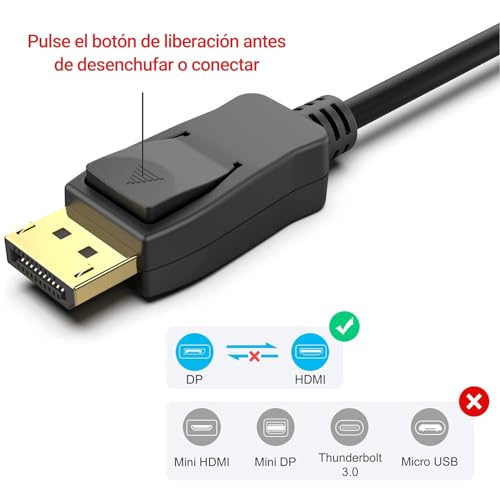 atolla Adaptador DisplayPort a HDMI 4K, DisplayPort Macho a HDMI Hembra con HDTV Audio Convertidor para Ordenador HDTV Proyector Portátil, No HDMI → DP