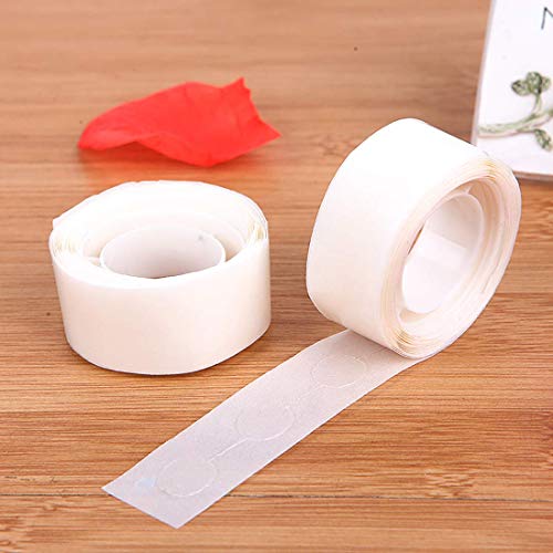 QISF Balloon Column Stand Kit 5 Sets of Clear Table Desktop Balloon Holder + 2 Rolls 100 Dot Removable Adhesive Glue Dot for Baby Shower Birthdays Wedding Parties Holidays and Anniversary Decor