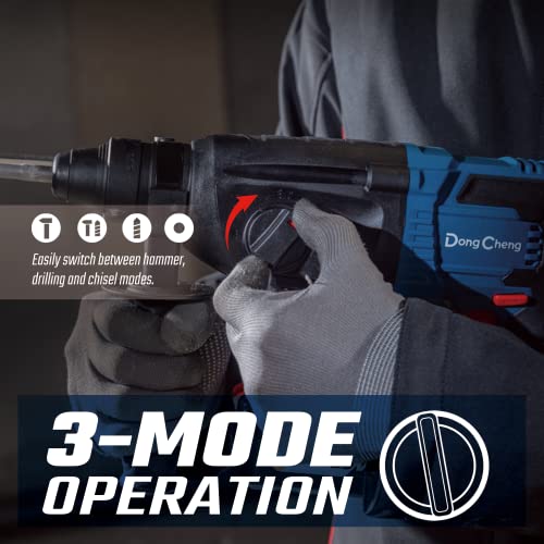 DongCheng 20V Max bürstenloser Bohrhammer Akku Schlagbohrmaschine Schlagenergie 2,7 J mit 4 SDS Plus Wechselfutter, 4 Ah Batterie und 2 A Ladegerät DCZC04-24 (EA-03)