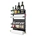 Refrigerator Organizer 4 Tier Magnetic Fridge Spice Rack Paper Towel Holder Multi-purpose Storage Shelf with 5 Hooks, Black