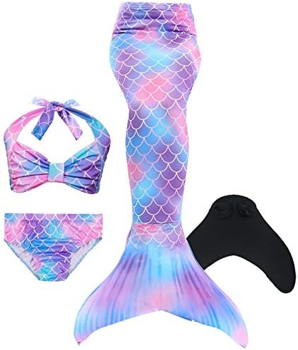 Mermaid Tails for Swimming,Children Mermaid Clothing Cosplay,Girls Mermaid Tail with Monofin Swimmable Swimwear