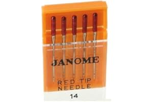 Janome Red Tip Embroidery Needles: Large eye of the Red Tip accommodates heavier threads, pampers delicate metallics that ten