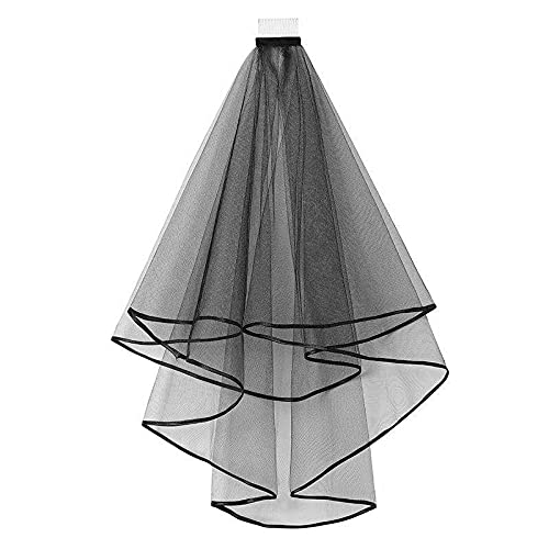 Black Veil Brides Gothic Halloween Accessory: Corpse Bride, 2 Tier Bride to Be Gothic Party Accessory for Adults