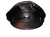 Mr-S-Leather Leather Biker Cap with Matte Black Brim - Hat Size 7.25 (23