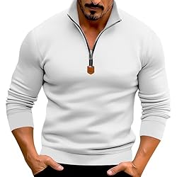 Mens Quarter Zip Pullover Vintage Fashion Long