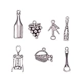 Pandahall 35PCS( 7pcs/set, 5sets) Wine theme Tibetan Style Alloy Charm Antique Silver
