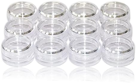 12 Empty Plastic Pots. Screw top. Jars for glitter nail art beads crafts - Size: 5ML / Clear colour by TARGARIAN