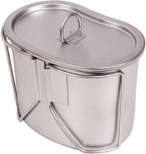 Stainless Steel Military Supply 1 Quart Campers Camping Canteen Cup Lid & Stand