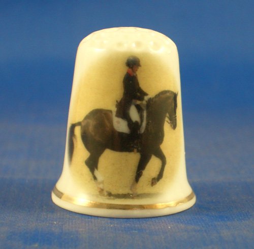 Porcelain China Collectable Thimble - Dressage Horse - Free Gift Box