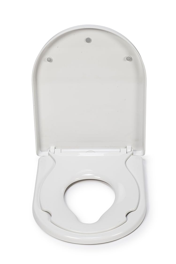 Croydex Hilier D Shaped Potty Training Toilet Seat - Removable Magnetic Child Seat with Soft Close Mechanism, Quick Release Hinges and an Antibacterial Treated Surface (Family Toilet Seat)