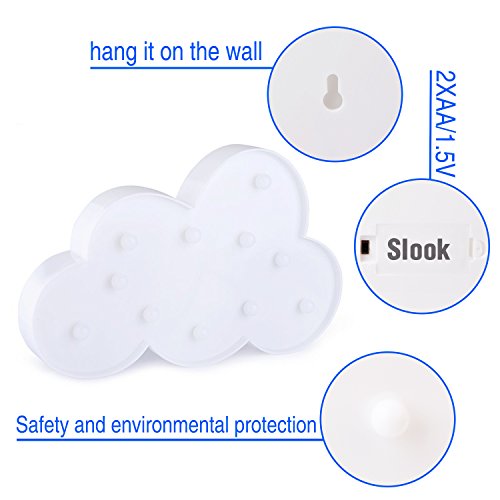 Lighted Cloud Sign - LED Marquee Cloud Baby Light Nursery Lamp - Home Decor Accents - Cloud Night Lights (White Cloud) - Thumbnail 2