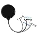 Microphone Pop Filter Mask Shield For Blue Yeti, Moukey 6 inch Dual Layered Wind Pop Screen with Swivel 360° Flexible Gooseneck Clip Stabilizing Arm for Bule Yeti, Studio Mic