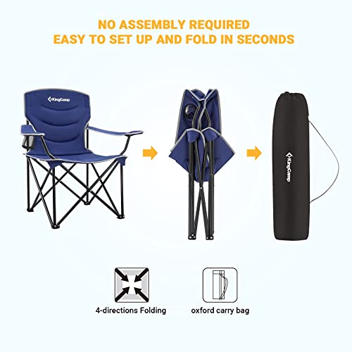 KingCamp Oversized Folding Camping Chair with Cup Holder Padded Armrest