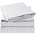 Mellanni Queen Sheets Set - 4 PC Iconic Collection Bedding - Hotel Luxury, Extra Soft, Cooling Bed Sheets - Wrinkle, Fade, Stain Resistant (Queen, Striped White)