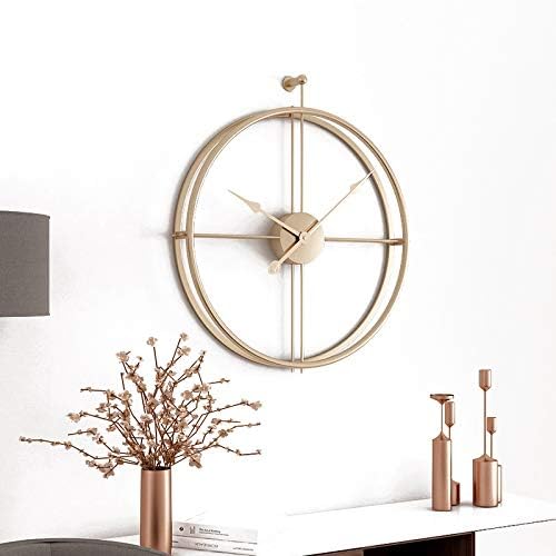 Lorenory 55cm Large Silent Wall Clock Modern Design Clocks For Home Decor Office European Style Hanging Wall Watch Clocks Wall Clock (Color : Gold)