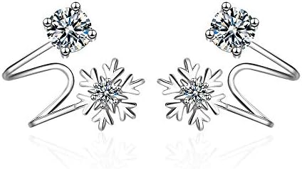 Orris Sterling Silver Flower Fariry Style Ear Cuff Wrap Clip Stud Set Earring (For Pierced Ear)