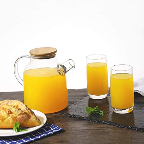 Teekanne Glas 1,5 Liter mit Holz Deckel und Filter - Für heiÃe und kalte Getränke - Spülmaschinenfest - Kälte- und Hitzebeständig - Ideal Sommer oder Winter – Bild 4