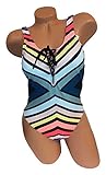 Victoria's Secret PINK One Piece Swimsuit V Front Chevron Multi M