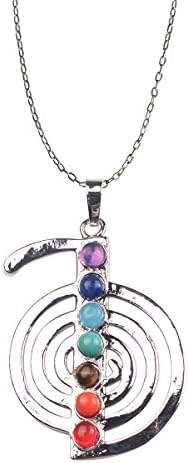 Bamsod 7 Chakras Gemstones Necklace Healing Pointed Crystal Chakra Reiki Pendent Necklace Stainless Steel Chain Valentines Gift,Mother's Day Gift