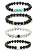 REVOLIA 8MM 4Pcs Distance Beaded Bracelets for Men Women Couple Bracelets Natural Stone Elastic