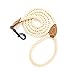 Mile High Life Dog Leash | Braided Cotton Rope Dog Leashes with Leather Tailor Tip | 4 Feet Dog Leash w Heavy Duty Metal Clasp | Wedding Dog Leash (Light Brown, 48 Inches)