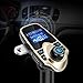 Nulaxy Bluetooth Car FM Transmitter Audio Adapter Receiver Wireless Handsfree Voltmeter Car Kit TF Card AUX USB 1.44 Display (Golden)