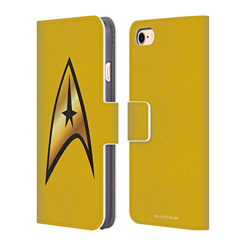 Official Star Trek Command Solo Uniforms And Badges TOS Leather Book Wallet Case Cover For Apple iPhone 7 / iPhone 8