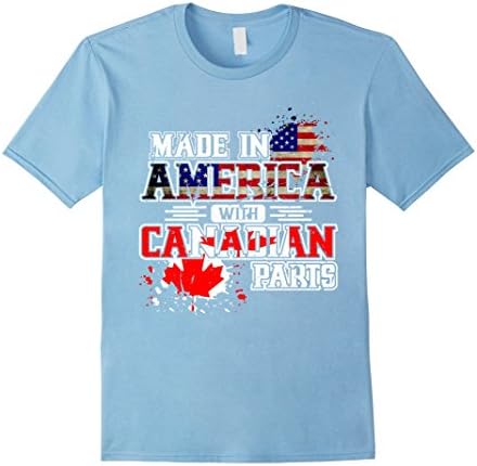Mens Made in America with Canadian Parts T-Shirt 2XL Baby Blue