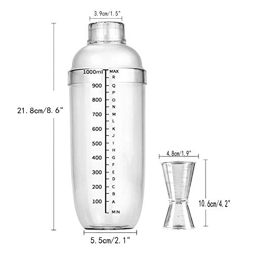 Cocktail-Shaker, transparenter Getränke-Shaker, Kunststoff-Bar-Set, 940 ml – Bild 3