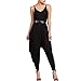 Dreamskull Women's Punk Spaghetti Strap Jumpsuit V Neckline Comfy Loose Harem One Piece Romper(Black)