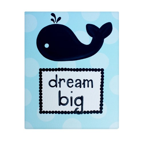 Dream Big Whale Kids Bedroom Decor Canvas Wall Art For Boys Or