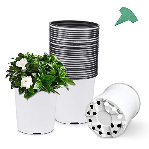 image for GROWNEER 24 Packs 0.7 Gallon White Flexible Nursery Pot Flower Pots wi