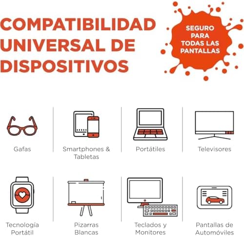 ! Duo Screen Cleaner 100 ml, 8 ml Anti-derrame, 2 panos de microfibra, kit para casa e viagens, sem álcool, sem marcas, portátil, móvel, tablet, óculos