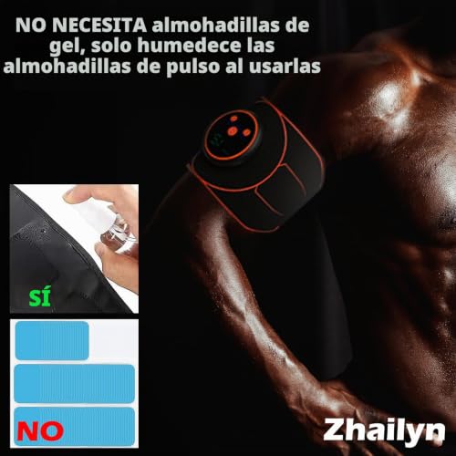 Abdominales Electroestimulacion, Electroestimulador Muscular Abdominales, EMS Electroestimulador Muscular, USB Recargable Hombresy&Mujeres Ejercitador del Abdomen/Brazo (8 Modos +19 Intensidads)