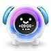 BestXiuyi, Children Sleep Training Alarm 7 Changing Colors Teach Kids Time to Wake Up, Rechargeable Night Light Clock with 2400mAh Battery Charging USB (Blue)