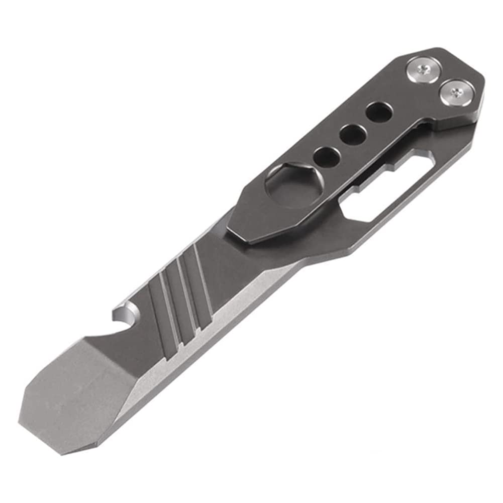 Sitrzuiget Multi-Functional Titanium Pry Bar Bottle Opener Outdoor Tool Wrench (Stone Washed Gray)