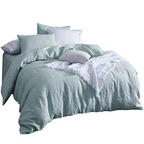 Merryfeel 100% Linen Duvet Cover Set - King - Aqua